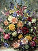 unknow artist Floral, beautiful classical still life of flowers.083 oil on canvas